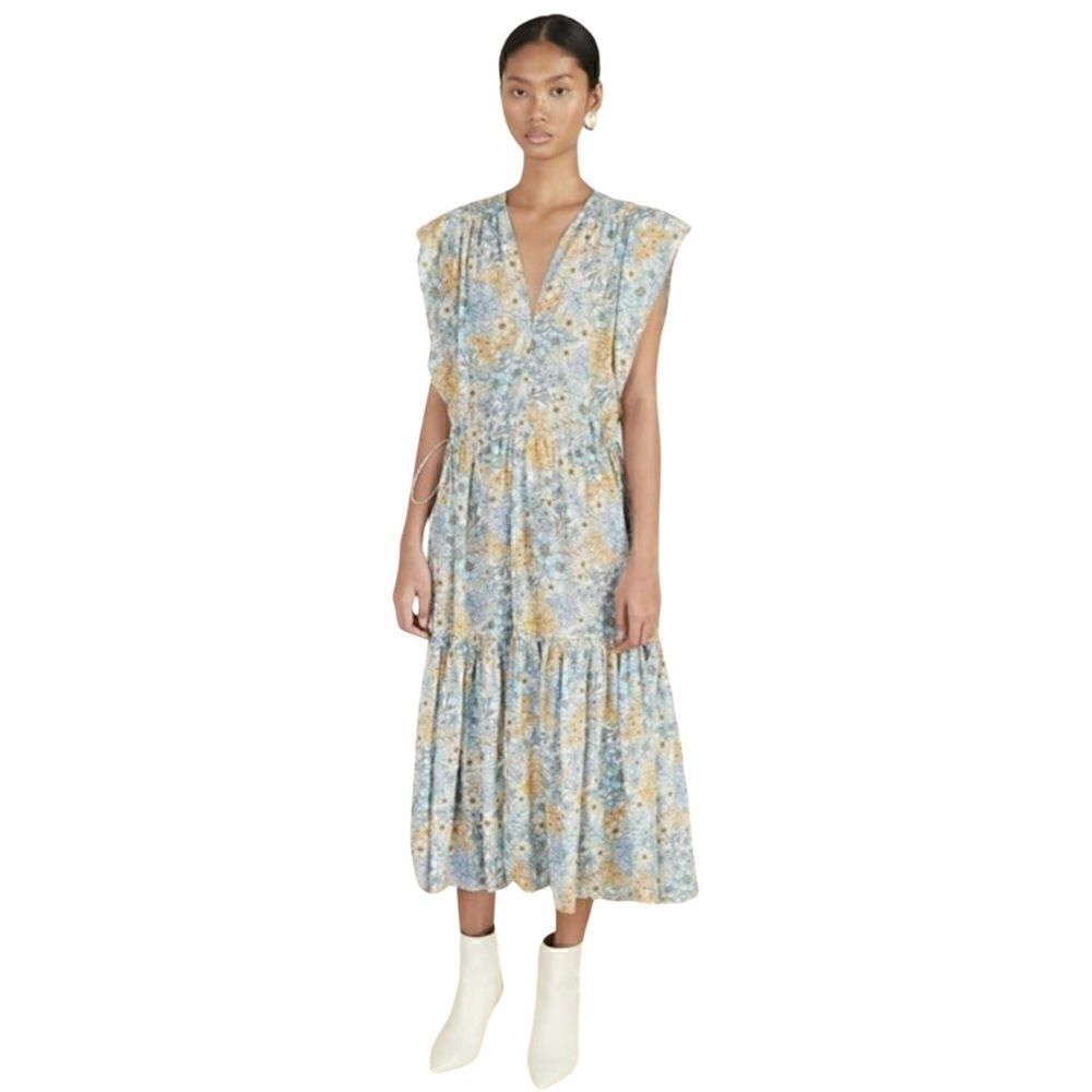 NWTs Magali Pascal Silk Jardin Tiered Midi Dress